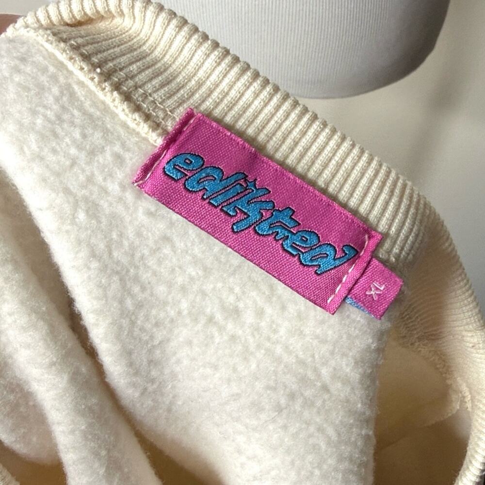 Edikted Cream Bow Brat Printed Sweatshirt NWOT XL - Picture 4 of 8